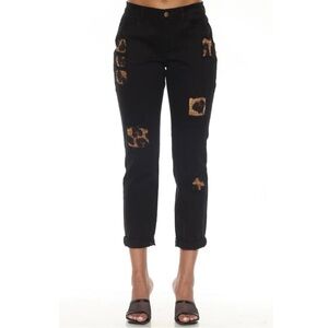 A.Z.I. Black Cheetah Leopard Rhinestone Bedazzled Skinny Jeans Animal Print 10